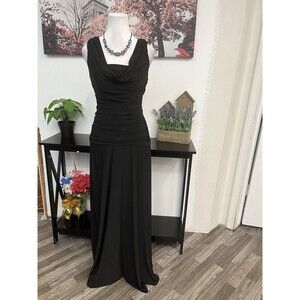 NW Nightway Women’s A Line Draped Dress Size  4 slinky ruched Sleeveless Black